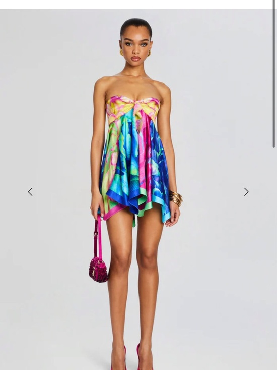 Retrofete Dresses & Skirts - Retrofete Multicolor Strapless Mini Dress — Blue & Pink